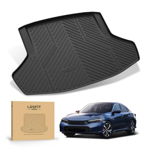 LASFIT Trunk Mat for Honda Civic Sedan 2022-2026 & Civic Sedan Hybrid 2025-2026, All Weather TPE Custom Fit Pet Friendly Easy Clean Trunk Liner Only, Black (Not for Hatchback/Type-R)
