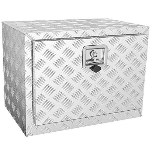 VEVOR Underbody Truck Box, 24"14"16" Pickup Storage Box, Heavy Duty Aluminum Diamond Plate Tool Box with Lock and Keys, Waterproof Trailer Storage Box with T-Handle Latch for Truck, Van, Trailer