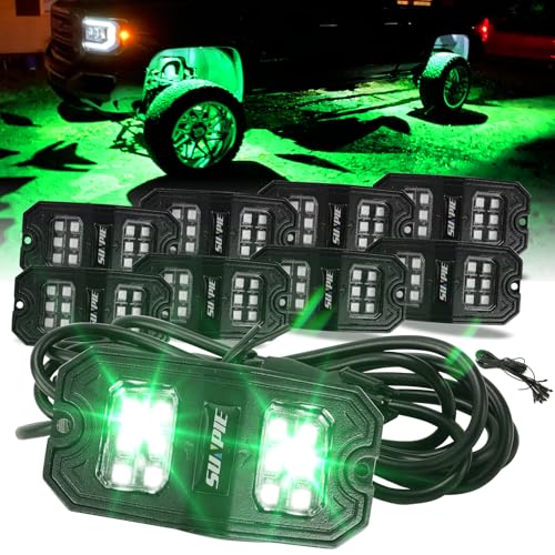 SUNPIE 8 Pods Quick Connect Green Rock Lights