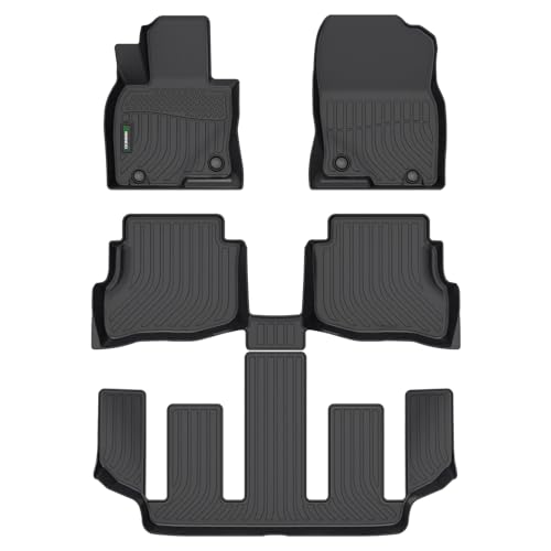 ANBINGO Floor Mats Custom for Mazda CX9 (6 Passenger, Bucket Seat 2nd Row Has Cup Holders) 2020-2023 Waterproof All Weather Car Mats Guard Liners Front & Rear & 3rd Row CX-9 Full Set -Black
