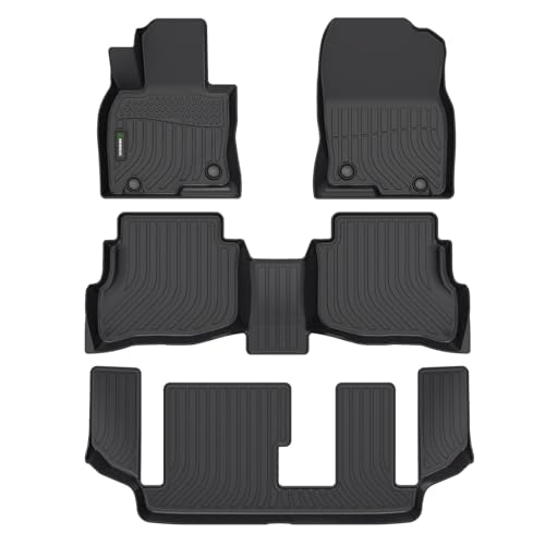 ANBINGO Floor Mats Custom for Mazda CX-9 (7 Passenger, 2nd Row Bench Seat) 2016-2023 Waterproof Car Mats All Weather Mats Guard Automotive CX9 Floor Liners Front & Rear & 3rd Row -Black