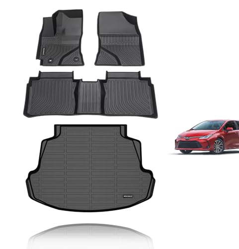 KELCSEECS Floor Mats & Cargo Liner for 2014 2015 2016 2017 2018 2019 Corolla only Sedan All Weather Car Mats Automotive Trunk Mat Corolla Floor Mats Accessories