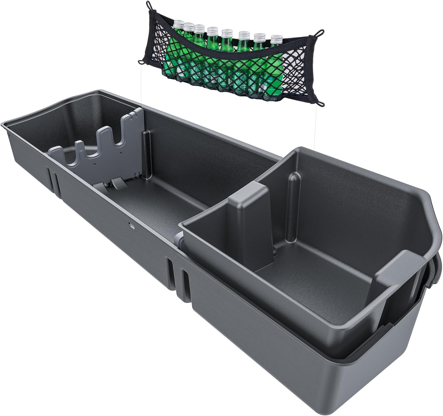 Underseat Storage Compatible with Ford F150(2015-2025)&Super Duty(2017-2025) SuperCrew/Crew Cab, Upgraded Rear Under Seat Organizer Cargo Box for F-150 F250 F350 F450 F550