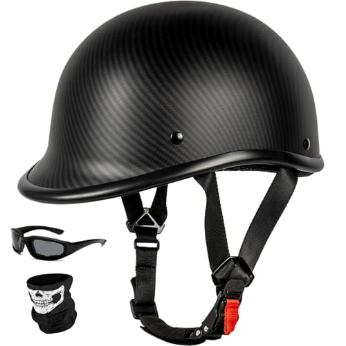 Vintage Motorcycle Half Helmet - Lightweight Low Profile Open-Face Half-Face Helmet  DOT Approved