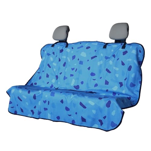 Back Seat Cover for Car Trucks Van SUV,Waterproof Rear Bench Towel Seat Covers for Dogs and Kids,Automotive Backseat Protector (Blue Marbling)