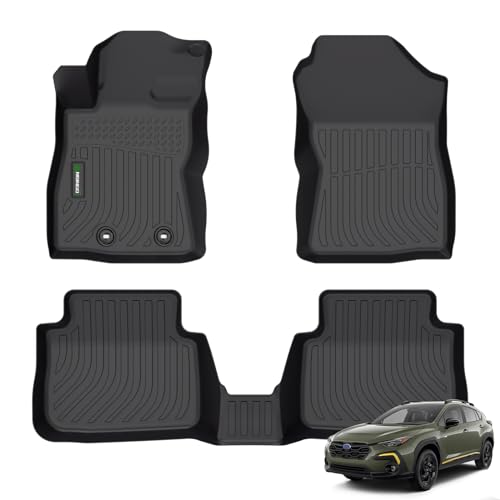 Floor Mats Custom for 2024 2025 2026 Subaru Crosstrek & Subaru Impreza All Weather Protection TPE Waterproof Non-Slip Car Floor Liners 1st & 2nd Row Set Accessories Black