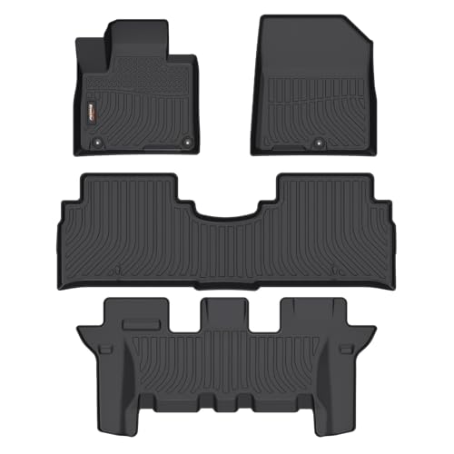 Binmotor-All Weather Floor Mats for Kia Sorento 2020 2019 2018 2017 2016, 1st & 2nd & 3rd Row Full Set, Heavy Duty Car Floor Liners-Black for Sorento Accessories