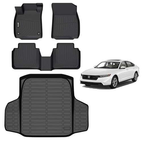 AIPOIL Floor Mats & Cargo Liner Set for 2023 2024 2025 2026 Honda Accord & Accord Hybrid All Weather Protection TPE Anti-Slip Automotive Full Set Custom Car Mats Accessories - Black