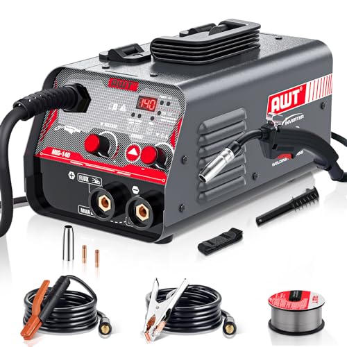 AWT MIG Welder 140Amp, Flux Core MIG Welder/Stick 2 in 1 Welding Machine, Welder Machine 110V With Synergy IGBT Inverter, Portable Gasless Welder Equipment