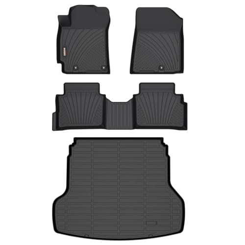 Binmotor-All Weather Floor Mats Cargo Liner Set for Kia Forte 2024 2023 2022-2019, GTGT-lineLX LXS Cargo Trunk Mat, Waterproof Car Mats for Kia Forte Accessories