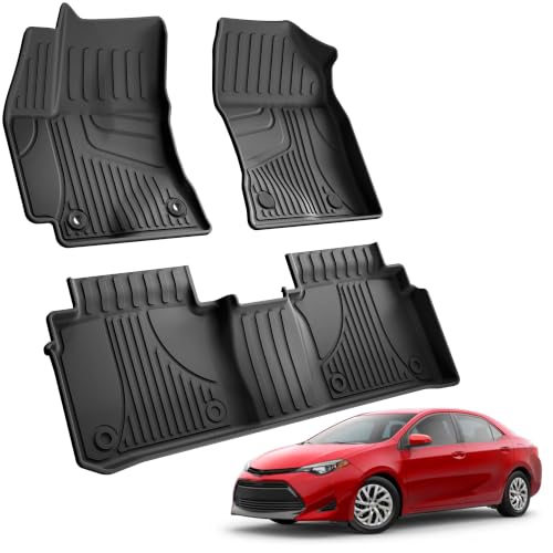 AOMSAZTO Floor Mats Compatible with Toyota Corolla Sedan 2014-2019, Heavy Duty TPE All Weather Automotive Floor Mats, 1st & 2nd Row Full Set Floor Liners, Anti Skid Car Mats(not fit for Hatchback)
