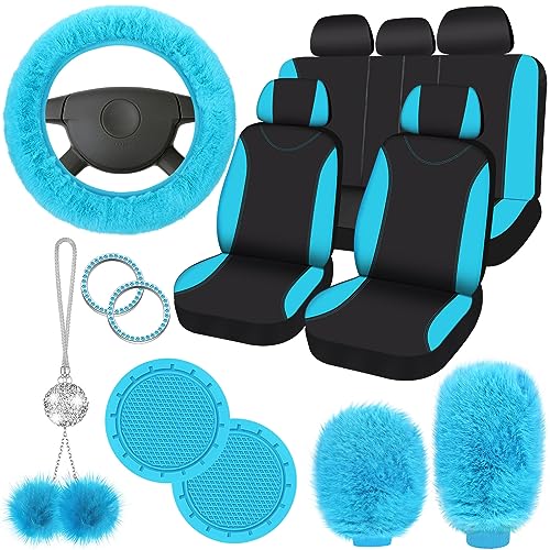 Fulmoon 17 Pcs Car Seat Cover Full Set (Turquoise Black)