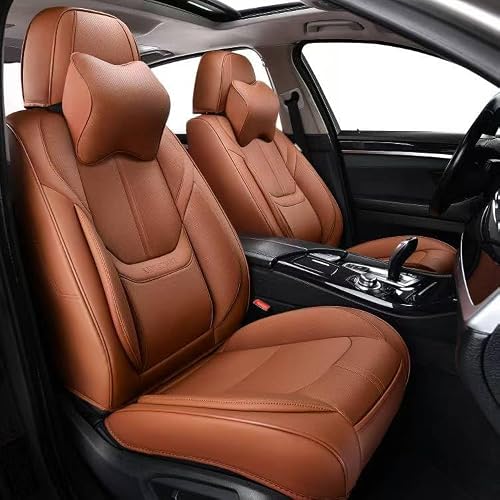 Front Pair Leather Cushion Protector (Brown)