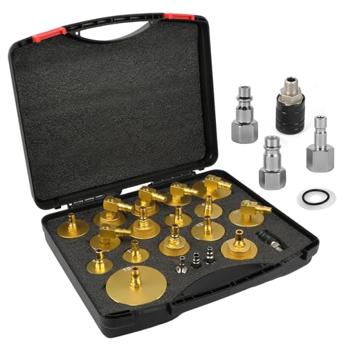 CMTOOL Master Cylinder Bleeder Kit, 17PCS Brake Bleeder Adapter Kit, Aluminum Material, Brake Pressure Bleeding Set with Quick Connector, for Most Vehicles