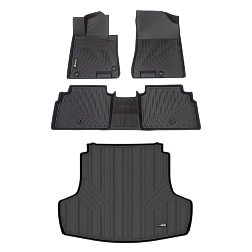 HAFIDI Floor Mats & Cargo Liner Set Fit for 2021-2026 Kia K5 (Only FWD Models)& 2020-2026 Hyundai Sonata & Sonata Hybrid All Weather TPE Anti-Slip Car Full Set Floor Liners Custom Accessories - Black