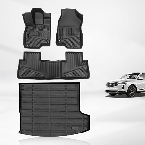 KELCSEECS Floor Mats & Cargo Liner Custom for Acura RDX 2025 2024 2023 2022 2021 2020 2019,All Weather Protection TPE Floor Liners Front& Rear Row Full Set Acura RDX Accessories Black