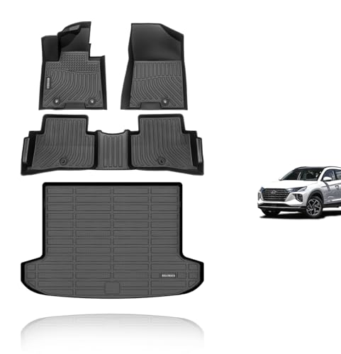 KELCSEECS Floor Mats & Cargo Liner Custom for 2021 2020 2019 2018 2017 2016 Hyundai Tucson Car Mats Automotive Cargo Mat Trunk Mat Hyundai Tucson All Weather Floor Mats Trunk Liner Black