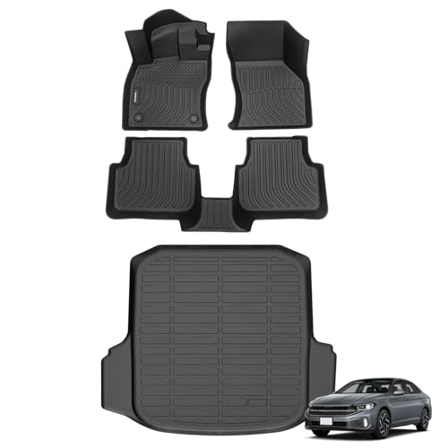 ANBINGO Floor Mats & Cargo Liner Set for Jetta 2019-2025 Waterproof Car Mats Guard Liners Front & Rear Rows Jetta Full Set-Black