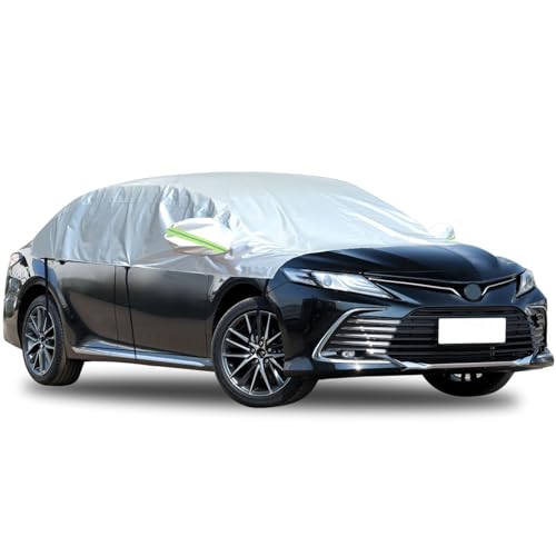 Hrozny Car Snow Cover, Half Car Cover Sedan Waterproof All Weather, Winter Car Windshield Cover for Ice and Snow, Frost Guard Windshield Cover Universal Fit for Most Cars (Sedan)
