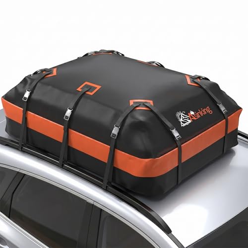 Asinking Car Roof Bag Rooftop top Cargo Carrier Bag 21 Cubic feet Waterproof for All Cars with/Without Rack, Includes Anti-Slip Mat, 10 Reinforced Straps, 6 Door Hooks, Luggage Lock