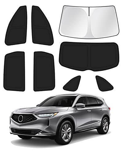 Sunshade for 2021-2025 2026 Acura MDX Accessories Windshield Sun Shade Side Rear Window Shade Cover Sun Visor Shield Privacy Protection Keep Vehicle Cool Black 8PCS