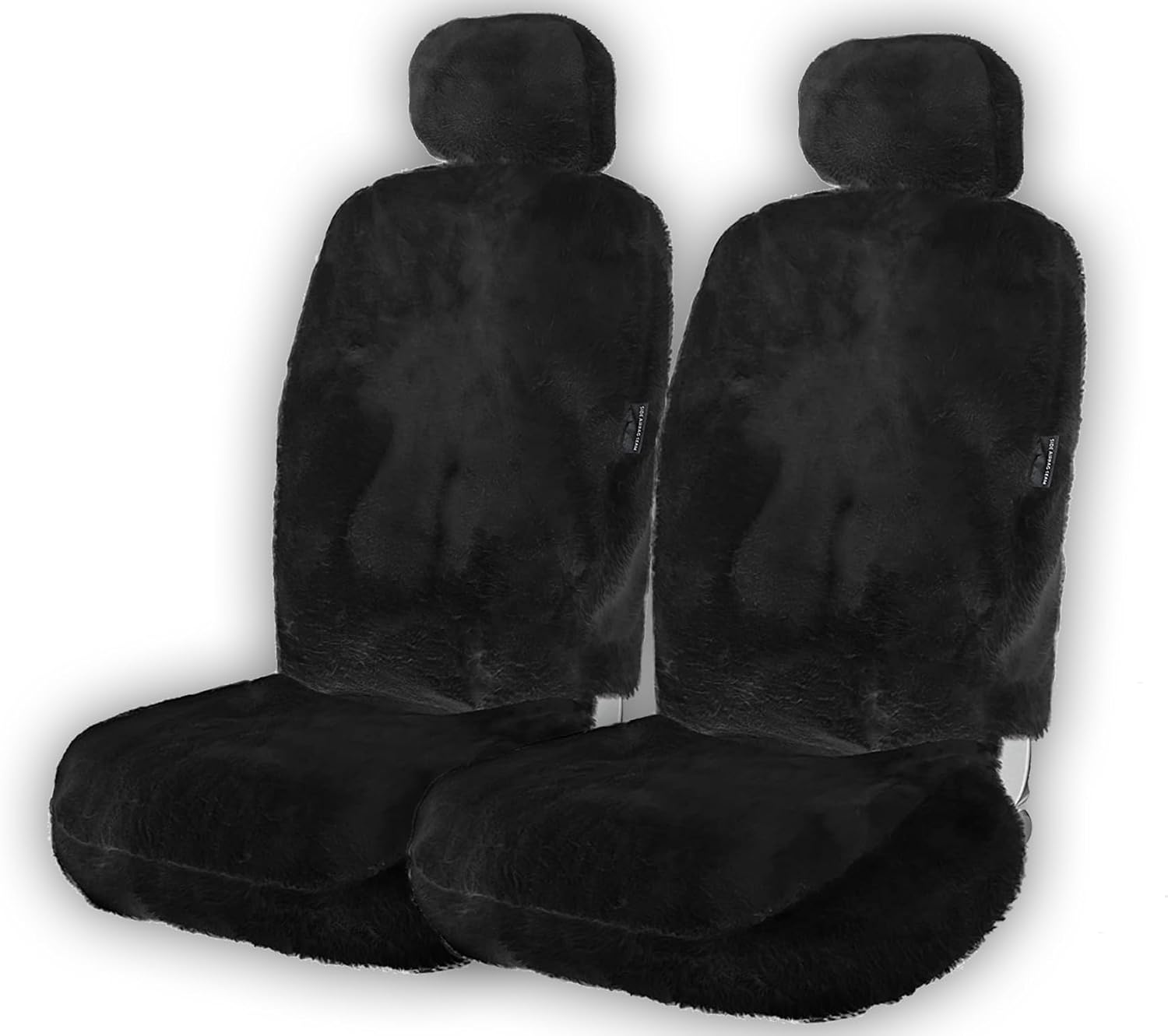 ZONETECH Car Seat Covers,Sheepskin Winter Wool Auto Accessories for All Season Protection,Include Front & Rear (Black, 1- Pack)