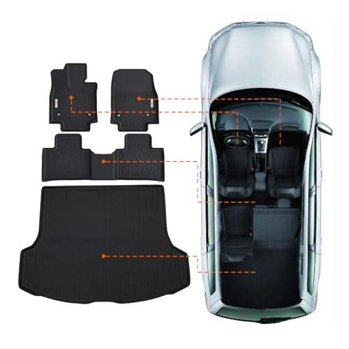 Tesson Floor Mats & Trunk Mat for 2023-2026 Lexus RX/RX350/RX350h/RX500h(NOT for RX450h+PHEV),All Weather Protection Accessories Custom Full Set Liners Include 1st & 2nd Row Automotive Floor Mats