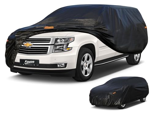 Kayme 7 Layers SUV Car Cover Waterproof All Weather, Outdoor Large SUV Cover Rain UV Protection, Universal Fit for Chevrolet Chevy Suburban, GMC Yukon XL, Lincoln Navigator LWB (215-230 inch)