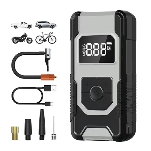 Tire Inflator Portable Air Compressor,150PSI Powerful Cordless Air Pump for Car Tires with Accurate Pressure LCD Display, 4X Faster Inflation Electric Pump Tire Pump for Car, Motorcycle, Bike, Ball