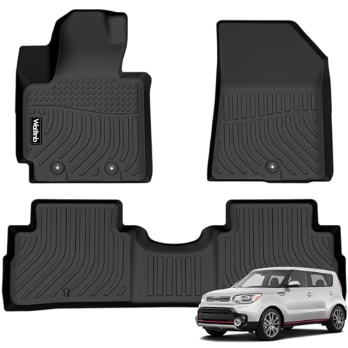 Wailtnb-Floor Mats Custom for Kia Soul 2014-2019 All Weather Protection TPE Rubber Waterproof Floor Liners Fits Front& 2nd Row Full Set Black Accessories