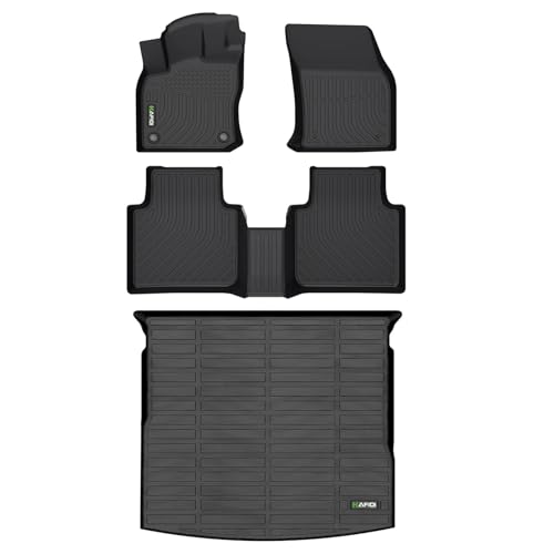 HAFIDI Floor Mats & Cargo Liner Set Fit for 2018-2024 Volkswagen Tiguan All Weather Protection TPE Anti-Slip Automotive Full Set Floor Liners Custom VW Tiguan Accessories - Black