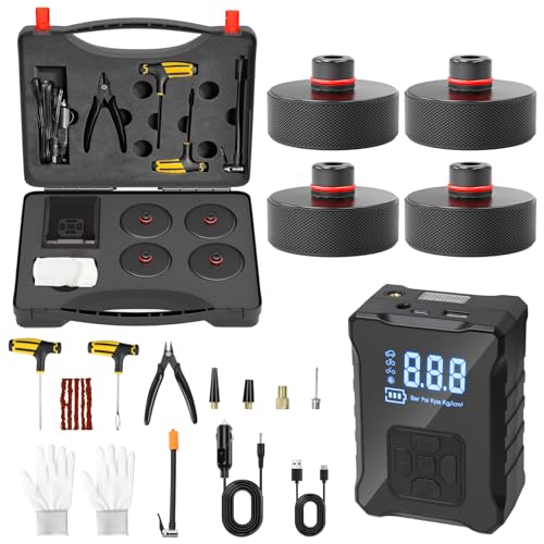 2025 Upgrade Jack Pads for Tesla Model 3/Y Accessories 2025, Wireless Universal Tire Inflator Pump Set with Built-in Tire Repair Kits for Tesla Model 3/Y/X/S [Not Fit Austin Built Model Y]