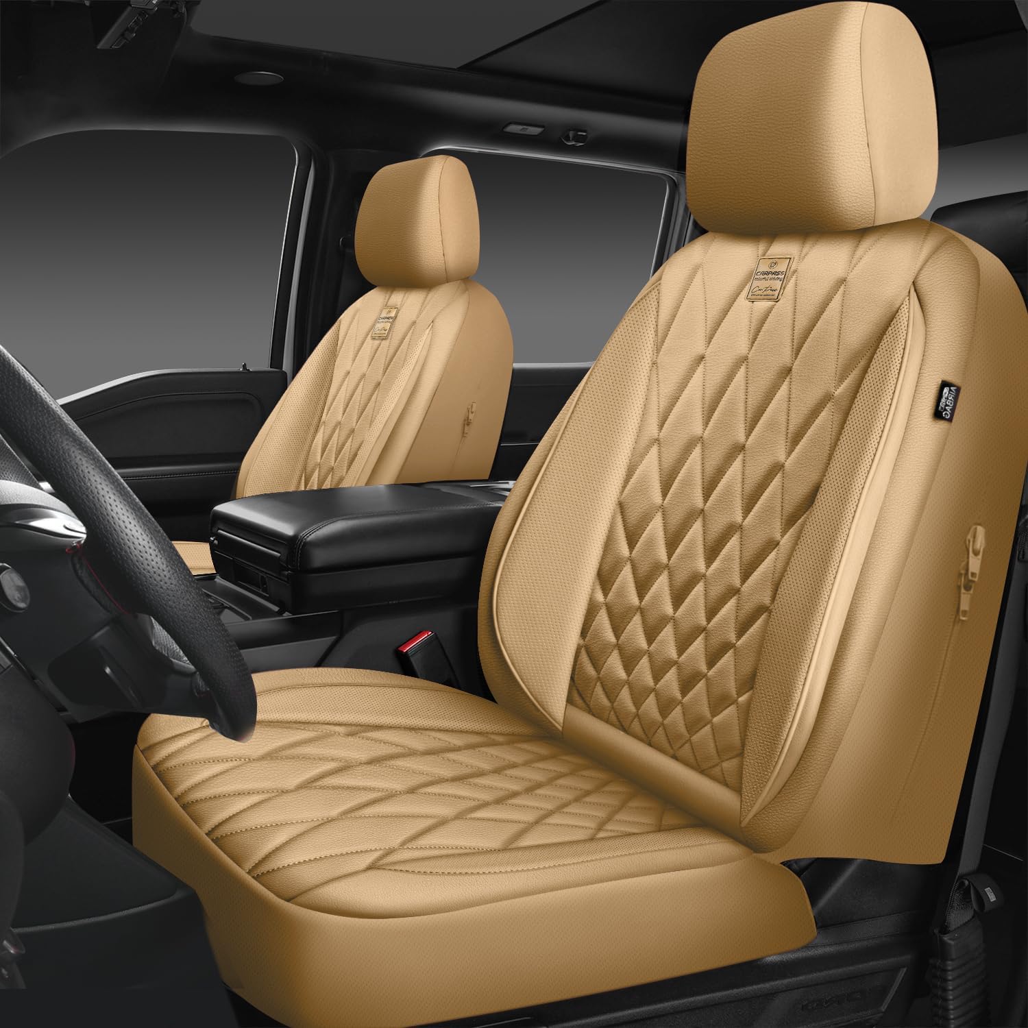 CAR PASS Piping PU Leather Seat Covers