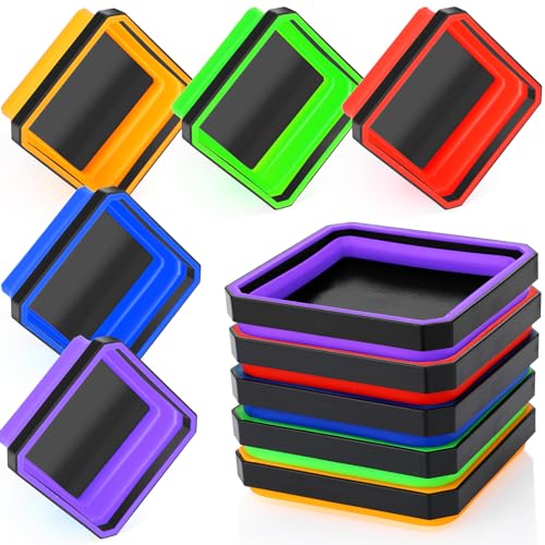 Barydat 10 Pcs Magnetic Tool Tray Collapsible Foldable Parts Trays Set Magnetic Screw Tray Magnetic Parts Bowl Square Silicone Magnetic Tool for Bolts Nuts Washers Pins Screw Parts (Multicolor)