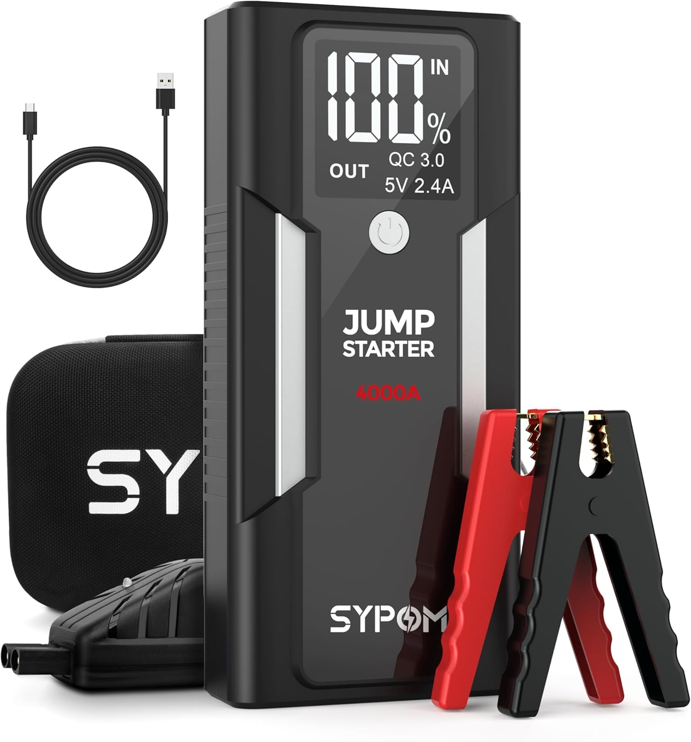 Portable Jump Starter, 4000A Peak Car Battery Jump Box, 12V Battery Charger for Truck up to 10L Diesel, Motorcycle, Dual USB Power Bank, LED Light, Car Accessories for Roadside Emergency Kit