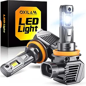 OXILAM 2024 Upgraded H11 LED Bulbs, 26000LM 700% Brighter Wireless H9 H8 LED Light Bulb, Canbus 6500K Cool White LED Bulbs, Halogen Replacement Plug and Play, Pack of 2