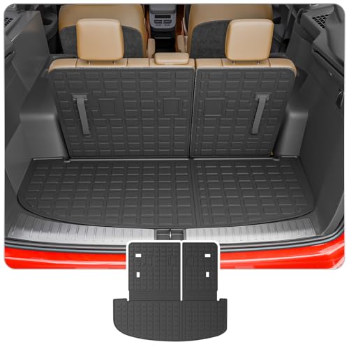 Cargo Mat Compatible with 2020-2025 Kia Telluride Trunk Mat Cargo Liner Trunk Liner TPE All Weather Back Seat Cover Protector 2024 Telluride Accessories (Trunk Mat with Backrest Mat)
