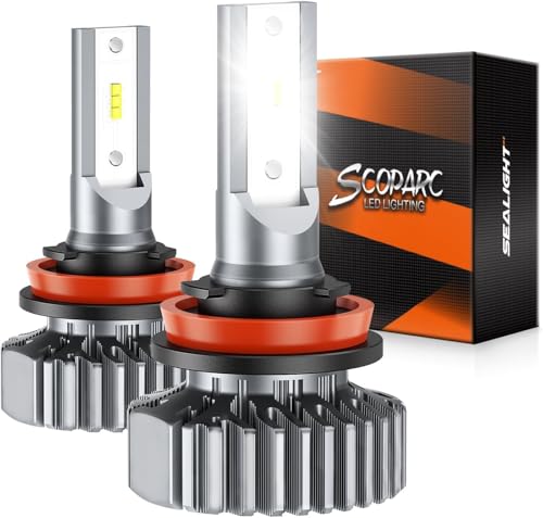 SEALIGHT H11/H8/H9 Light Bulbs, Super Bright Single Beam, Plug and Play, Fanless Light, Non-Polarity, Fog Bulbs, Powersports Accessory Lights, Pack of 2