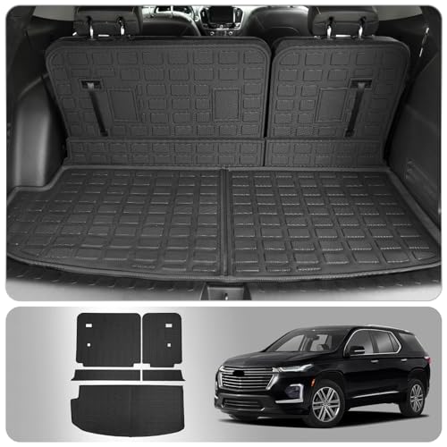 Cargo Mat Compatible with 2018-2023 (Fit 2024 Traverse Limited) Chevrolet Traverse Cargo Liner Trunk Liner Back Seat Cover Protector 2023 Chevy Traverse Accessories (Trunk Mat+Backrest Mats)