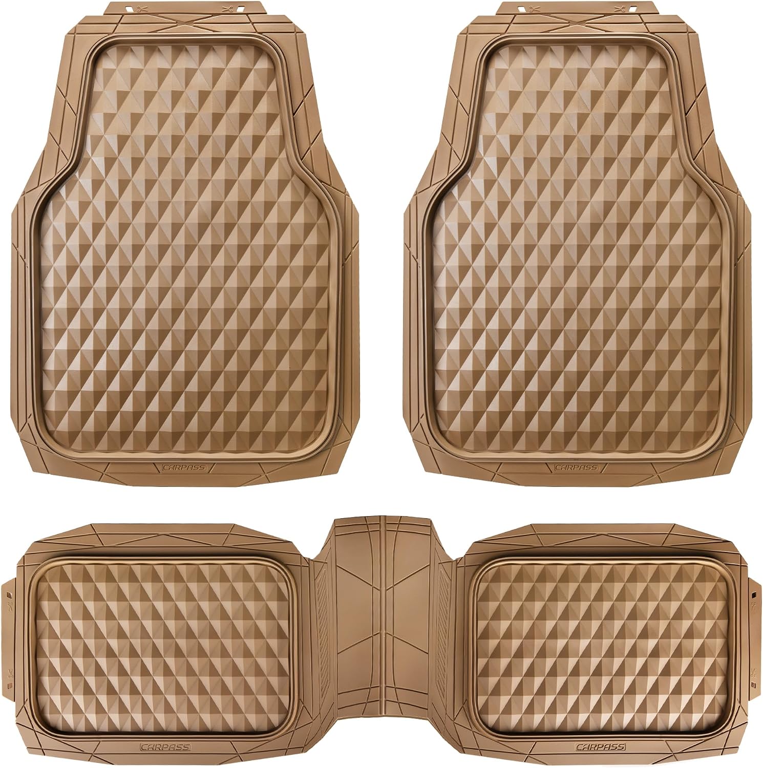CAR PASS Heavy Duty Rubber Car Mats (Beige)