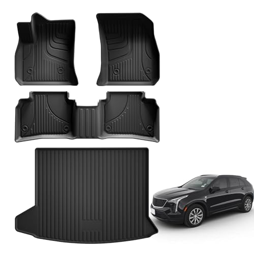 AOMSAZTO Floor Mats & Cargo Liner for Cadillac XT4 2019-2025 All Weather Protection TPE Anti-Slip Full Set Custom Car Mats XT4 Accessories, Black