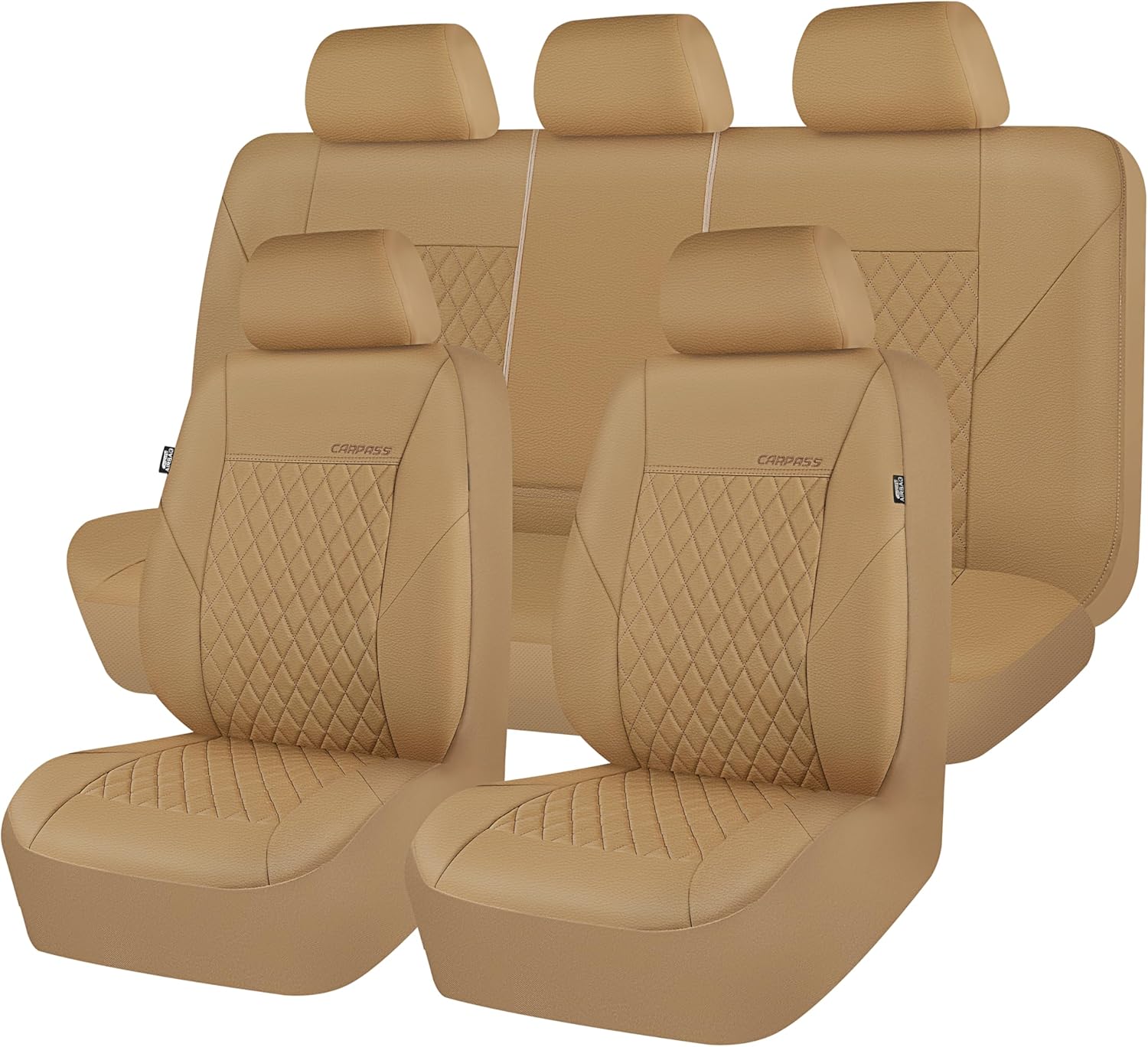 CAR PASS Faux Leather Seat Covers Full Set