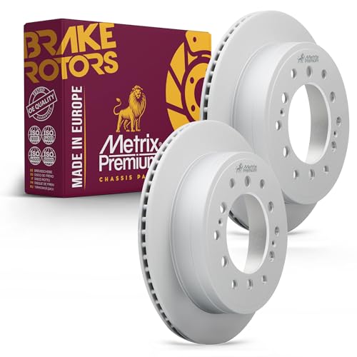 Metrix Premium Chassis Parts - 12.28 inch (312mm) 2 PC Rear Coated Vented Disc Brake Rotor Fits 2010-2014 Toyota FJ Cruiser, 2010-2021 4Runner, Lexus GX460 Replacement 980780FZN Made in Europe