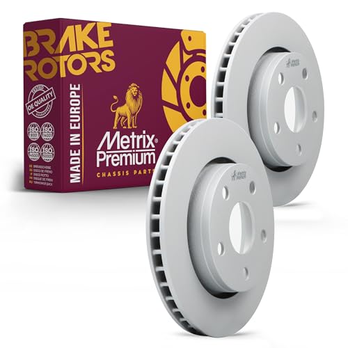 Metrix Premium Chassis Parts - 11.89 inch (302mm) 2 PC Front Coated Vented Disc Brake Rotor Fits 2007-2017 Jeep Wrangler, 2018 Jeep Wrangler JK, Replacement 780518FZN, Made in Europe