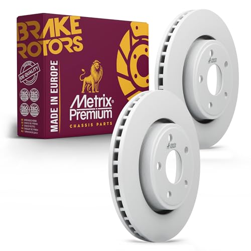 Metrix Premium Chassis Parts - 12.99 inch (330mm) 2 PC Front Coated Vented Disc Brake Rotor Fits 2011-2020 Dodge Durango, 2011-2020 Jeep Grand Cherokee, Replacement 780868FZN, Made in Europe