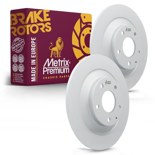 Metrix Premium Chassis Parts - 11.92 inch (302.75mm) 2 PC Rear Coated Solid Disc Brake Rotor Fits 2013-2023 Mazda CX-5, 2020-2023 Mazda CX-30, 2022-2023 MX-30 EV, Replacement 981008FZN Made in Europe