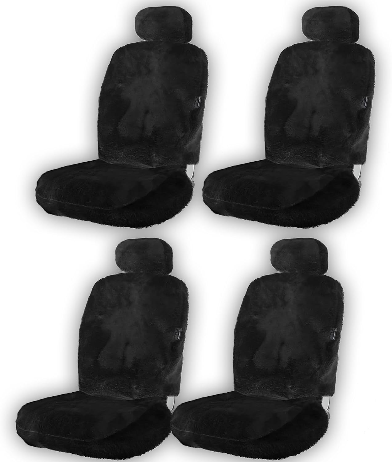 ZONETECH Car Seat Covers Full Set,Sheepskin Winter Wool Auto Accessories for All Season Protection Include Front & Rear (Black, 4- Pack)