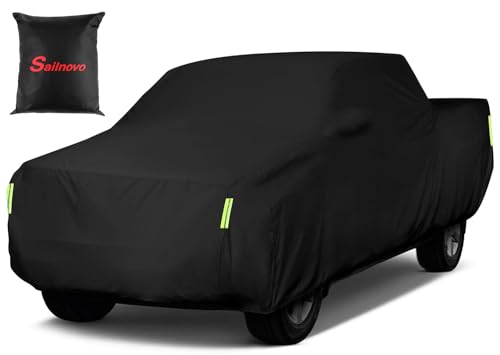 Sailnovo Truck Car Cover Waterproof All Weather,7 Layers Heavy Duty Outdoor Full Car Cover, Snowproof Rainproof Windproof Sun UV Protection (PE+Cotton, M Fit Length Up to 210", Max Cab Length 126")