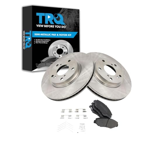 TRQ Front Brake Pad & Rotor Kit Brake Pads Brake Rotor Semi-Metallic Compatible with 2016-2018 Honda Civic