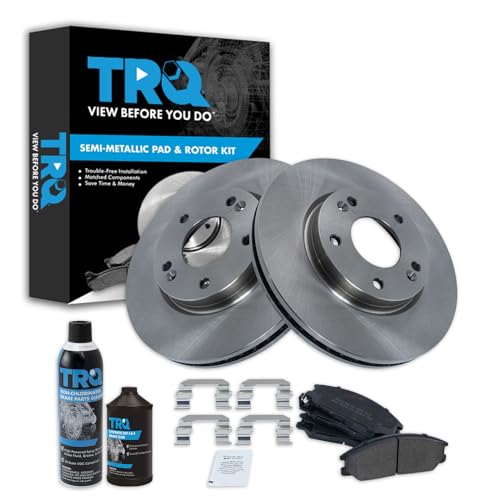TRQ Front Brake Pad & Rotor Kit Brake Chemical Kit Brake Pads Brake Rotor Semi-Metallic Compatible with 2001-2005 Hyundai Santa Fe